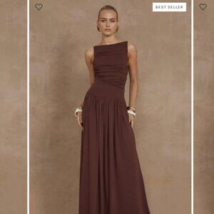 Runaway The Label - Nalla Maxi Dress Brown - Large - New with Tags